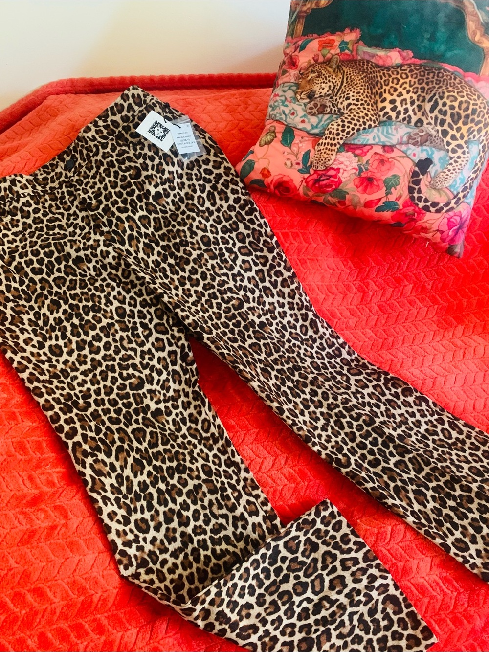 Anne Klein Leopard Animal Print Bootcut Pants SZ 10 NWT Business Casual